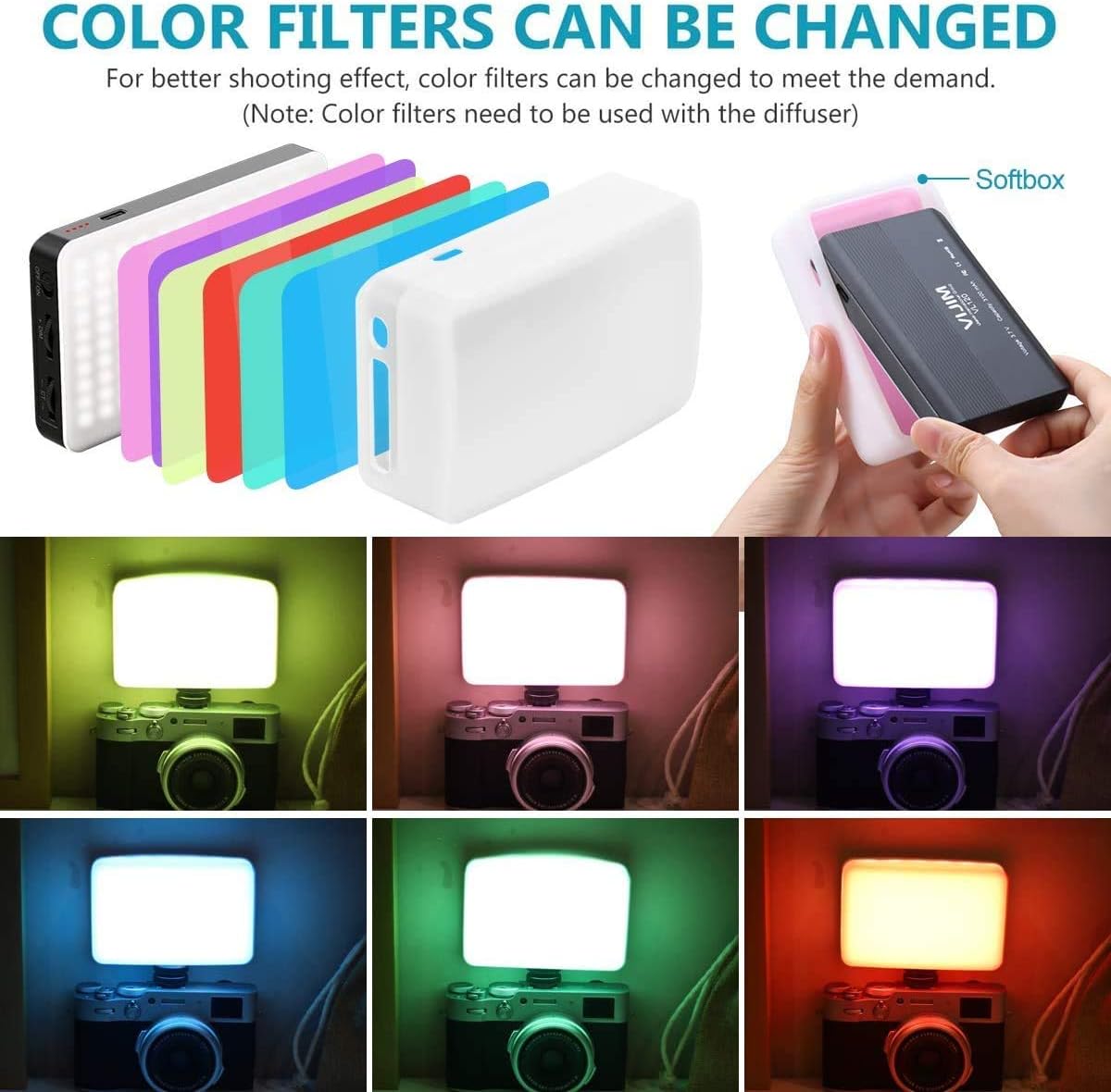 LED Video Light Panel 3100mAh Rechargeable 3200-6500K Dimmable VIJIM VL120 Camera