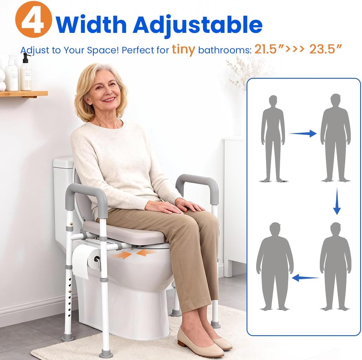 Raised Toilet Seat with Handles Toilet Riser Elderly Bathroom Support Agrish