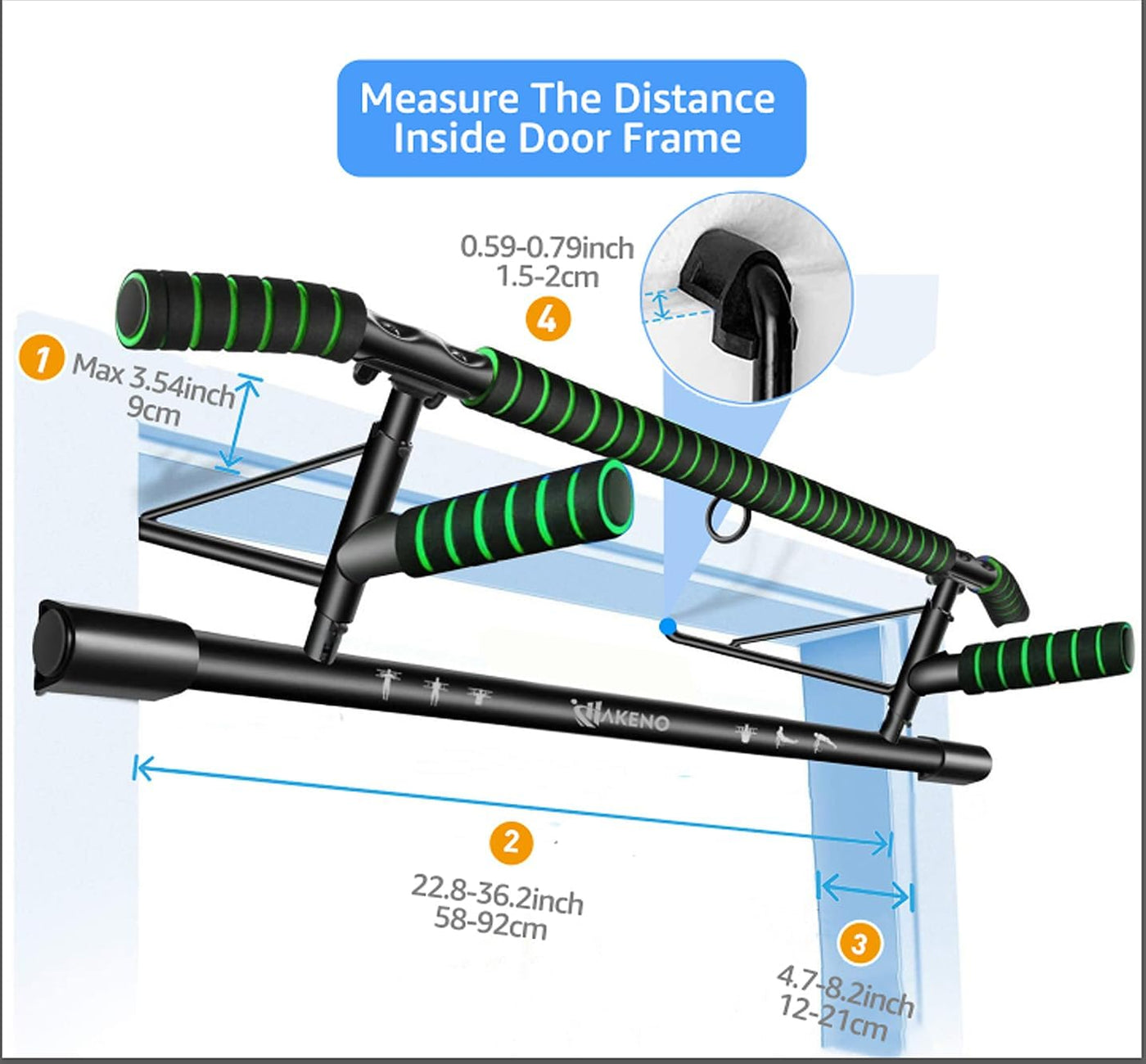 Pull Up Bar Door Frame Home Gym Chin Up Bar Suspension Training Straps HAKENO