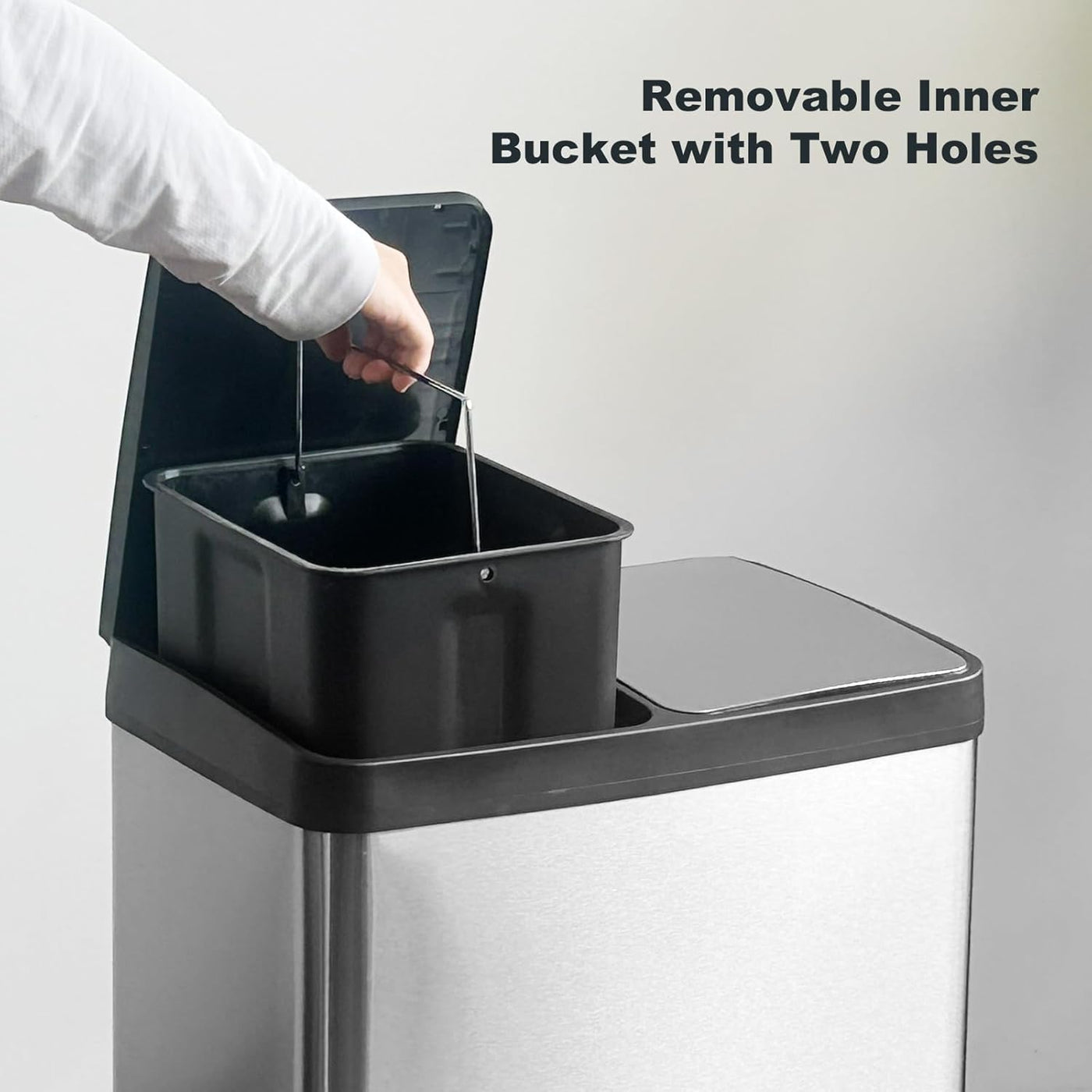 JM·YIPENG 2x30L Double Kitchen Recycling Bins, Stainless Steel w/ Lids & Buckets