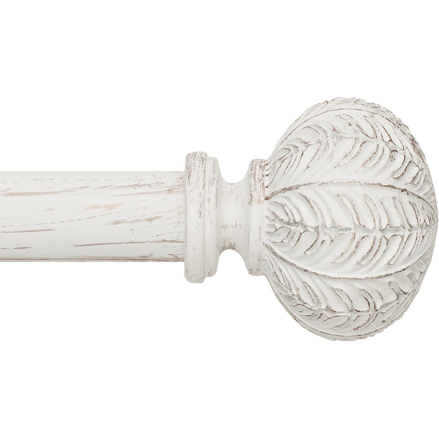 Extendable Curtain Pole 77-210cm White 25mm Adjustable Rod Ball Finials Brackets