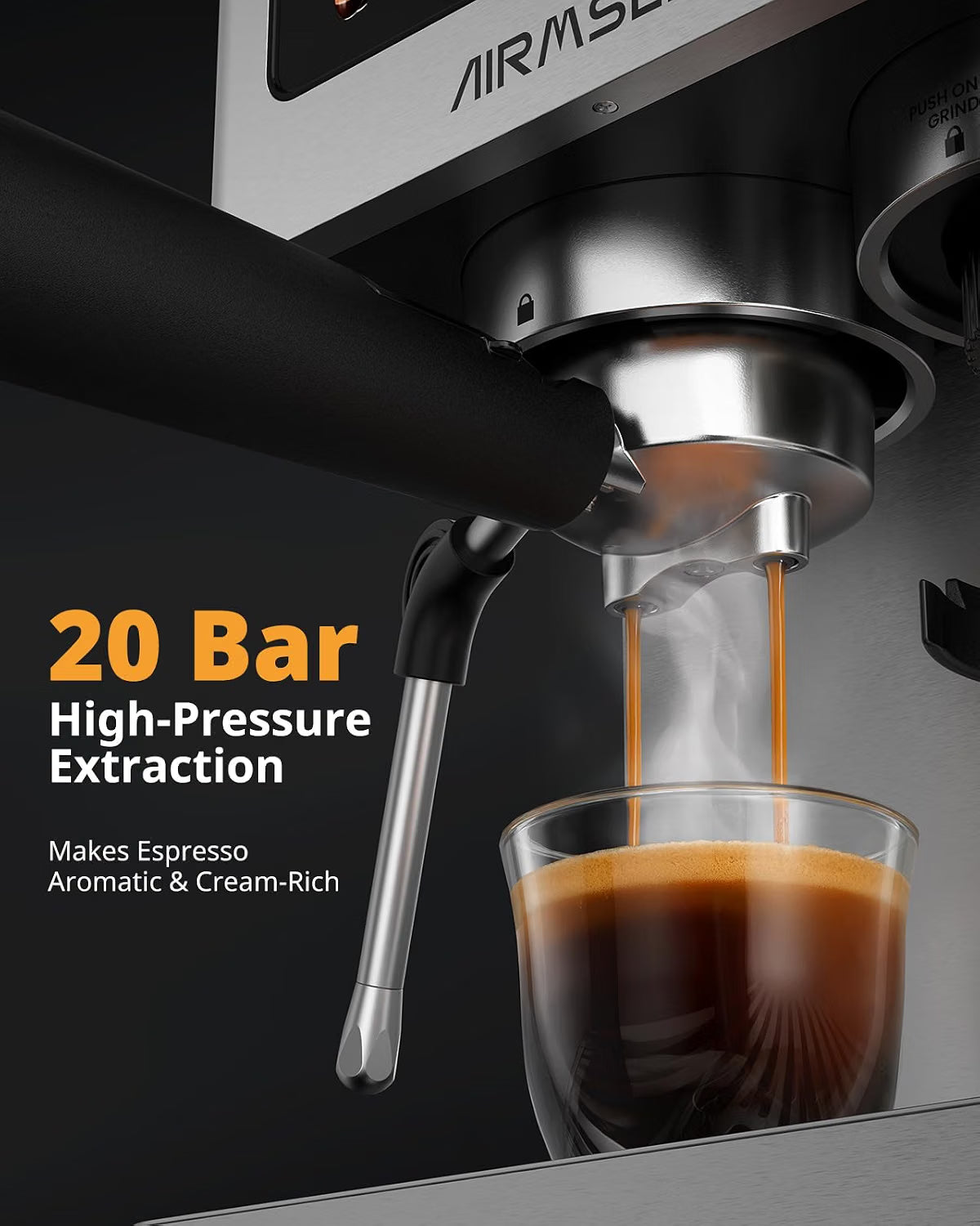 Bean to Cup Coffee Machine 20 Bar Automatic Espresso Maker AIRMSEN Home Barista