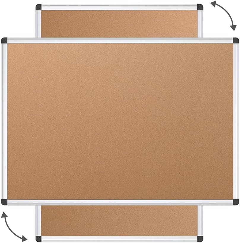 Cork Notice Board, 90x60cm, Silver Aluminium Frame VIZ-PRO