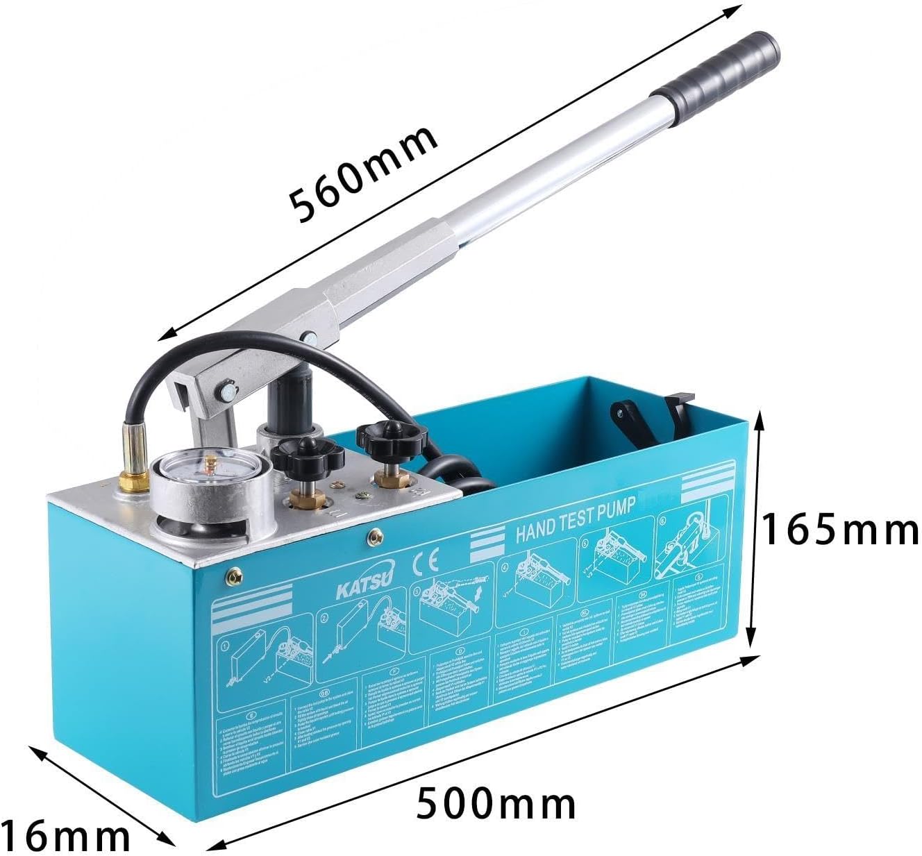 KATSU 12L Manual Hydraulic Pipeline Pressure Test Pump 0-50 Bar Leakage Tester