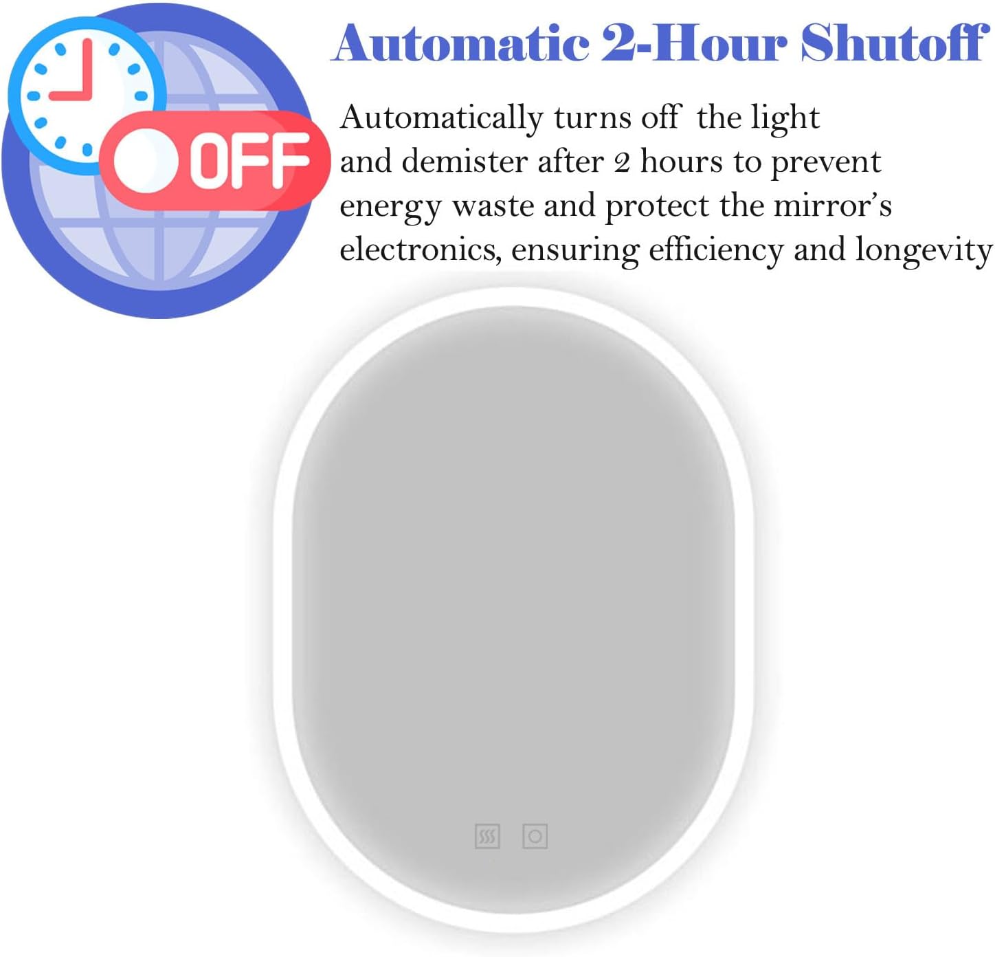 Oval Bathroom Mirror LED Lights Dimmable 700 x 1200mm Finmrys