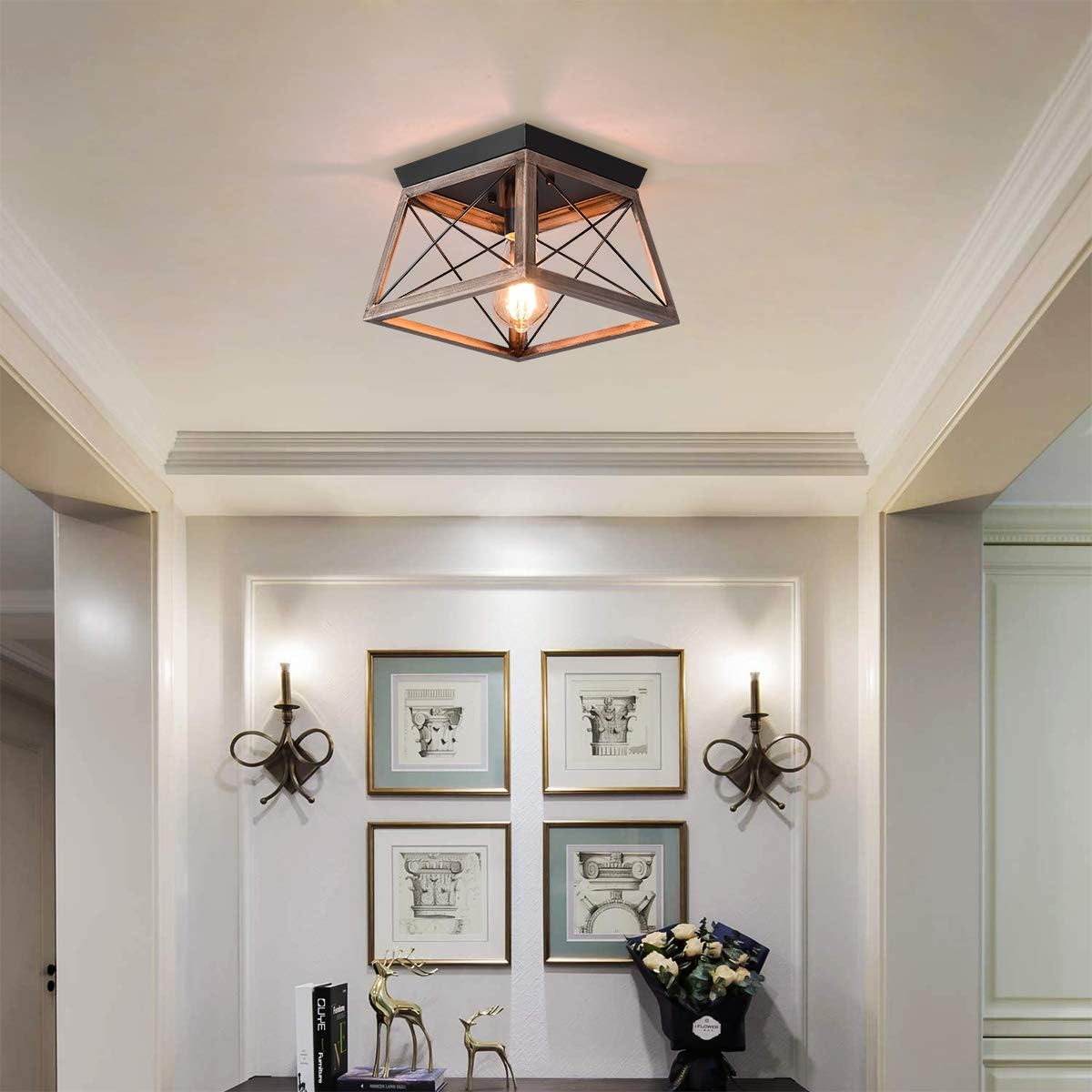 Industrial Flush Mount Ceiling Light Bronze Farmhouse 1 Light Fixture Ganeed