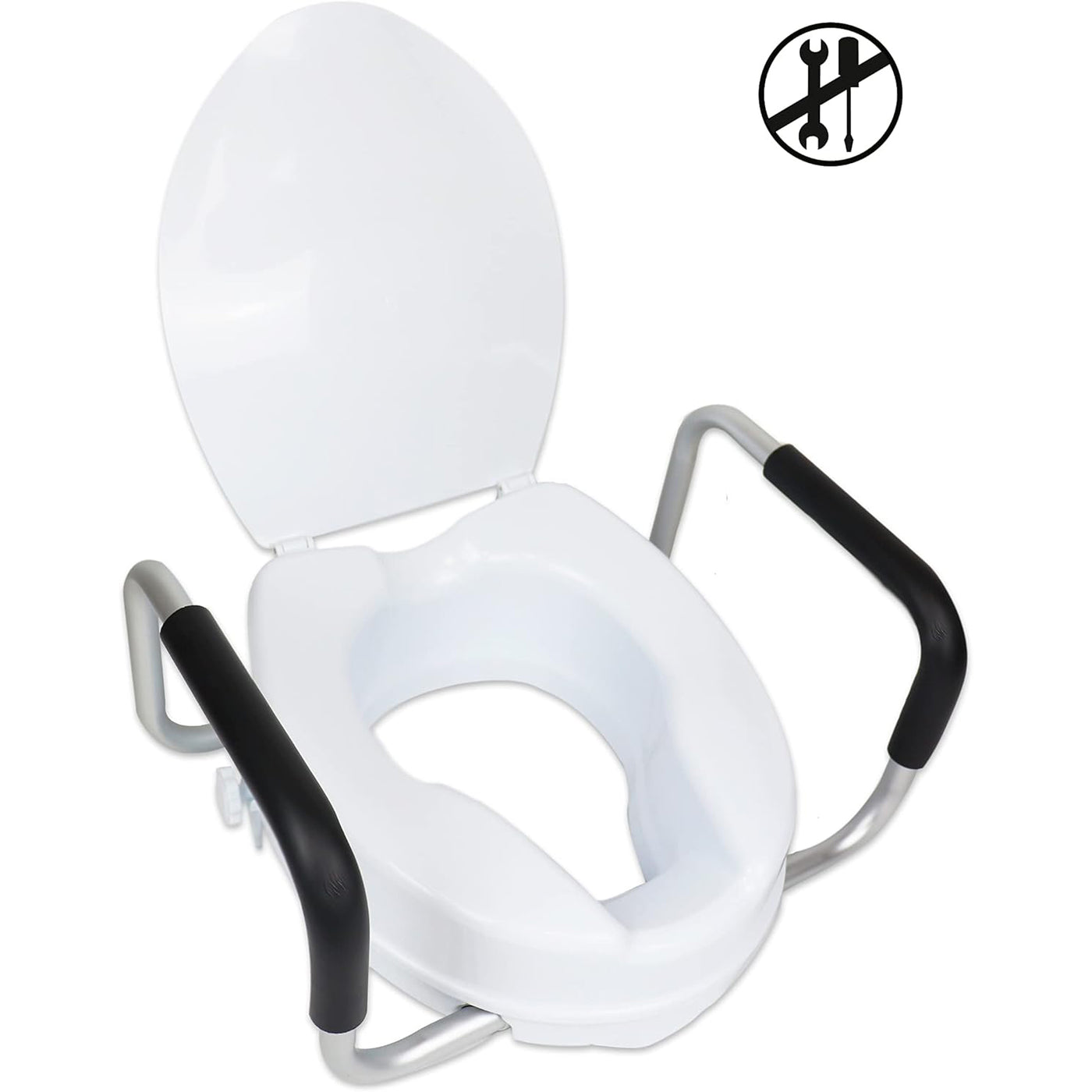 PEPE 4'' Raised Toilet Seat with Handles & Lid, Riser for Elderly & Disabled