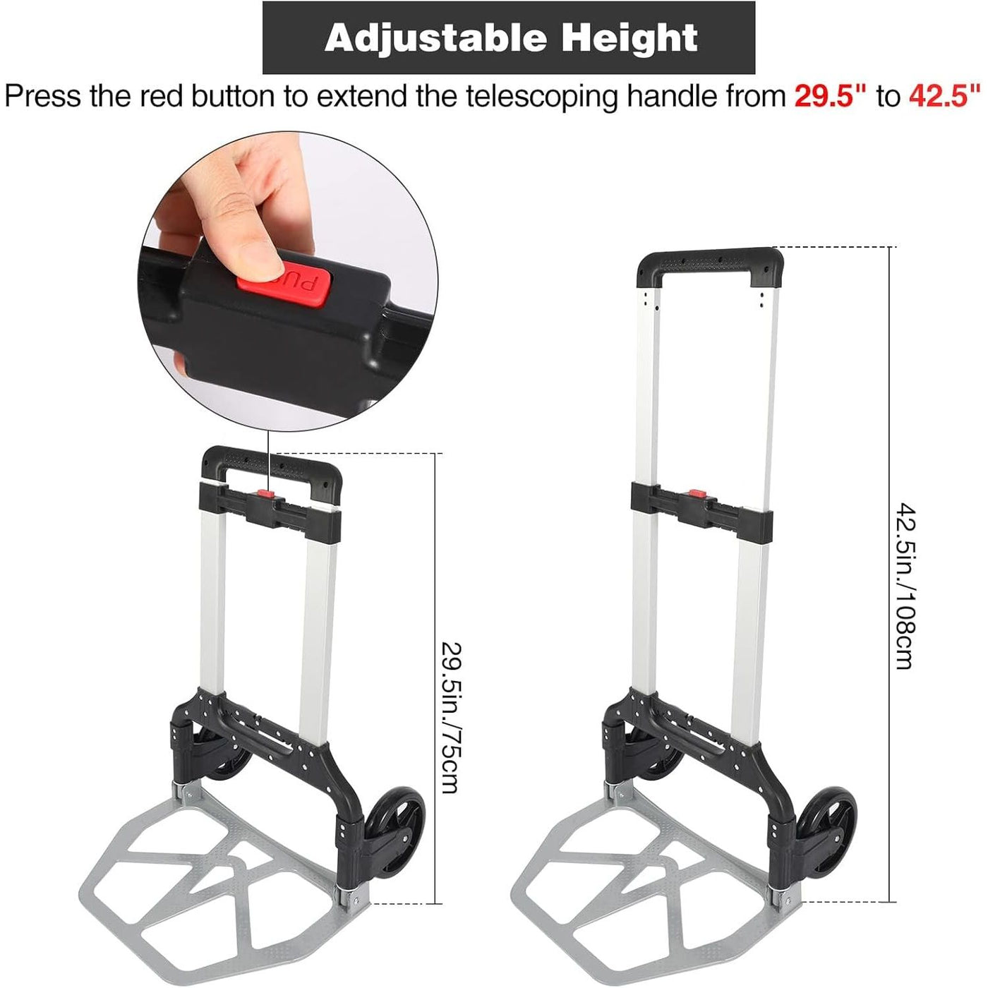 REDCAMP Heavy Duty Folding Hand Truck, 150KG Capacity, Telescoping Handle