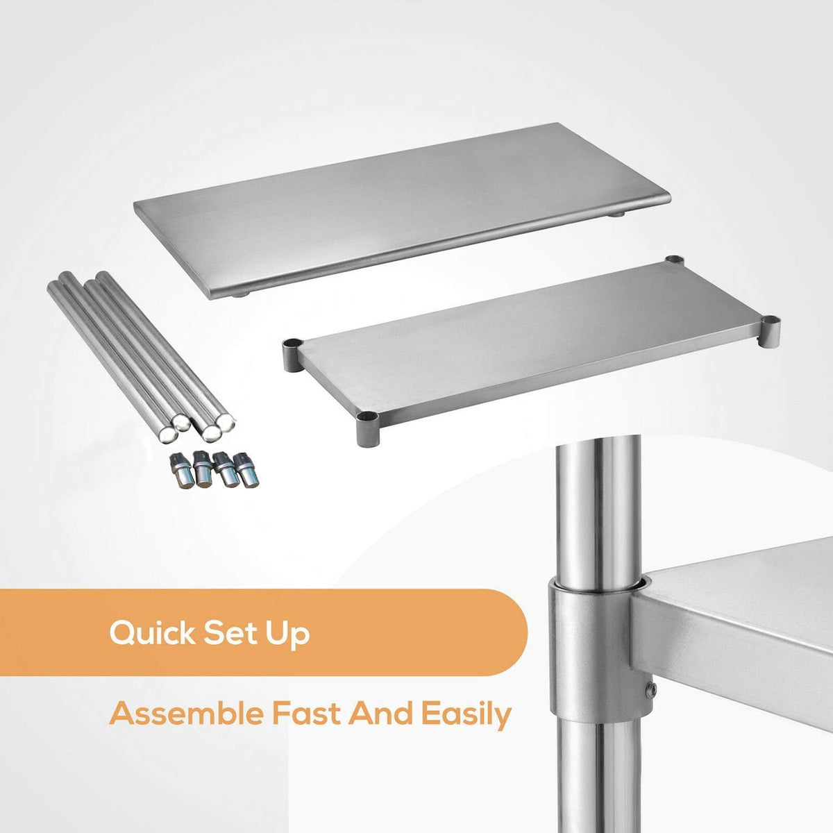 Stainless Steel Work Table 90x60x85cm 250kg Commercial Kitchen Prep Nisorpa