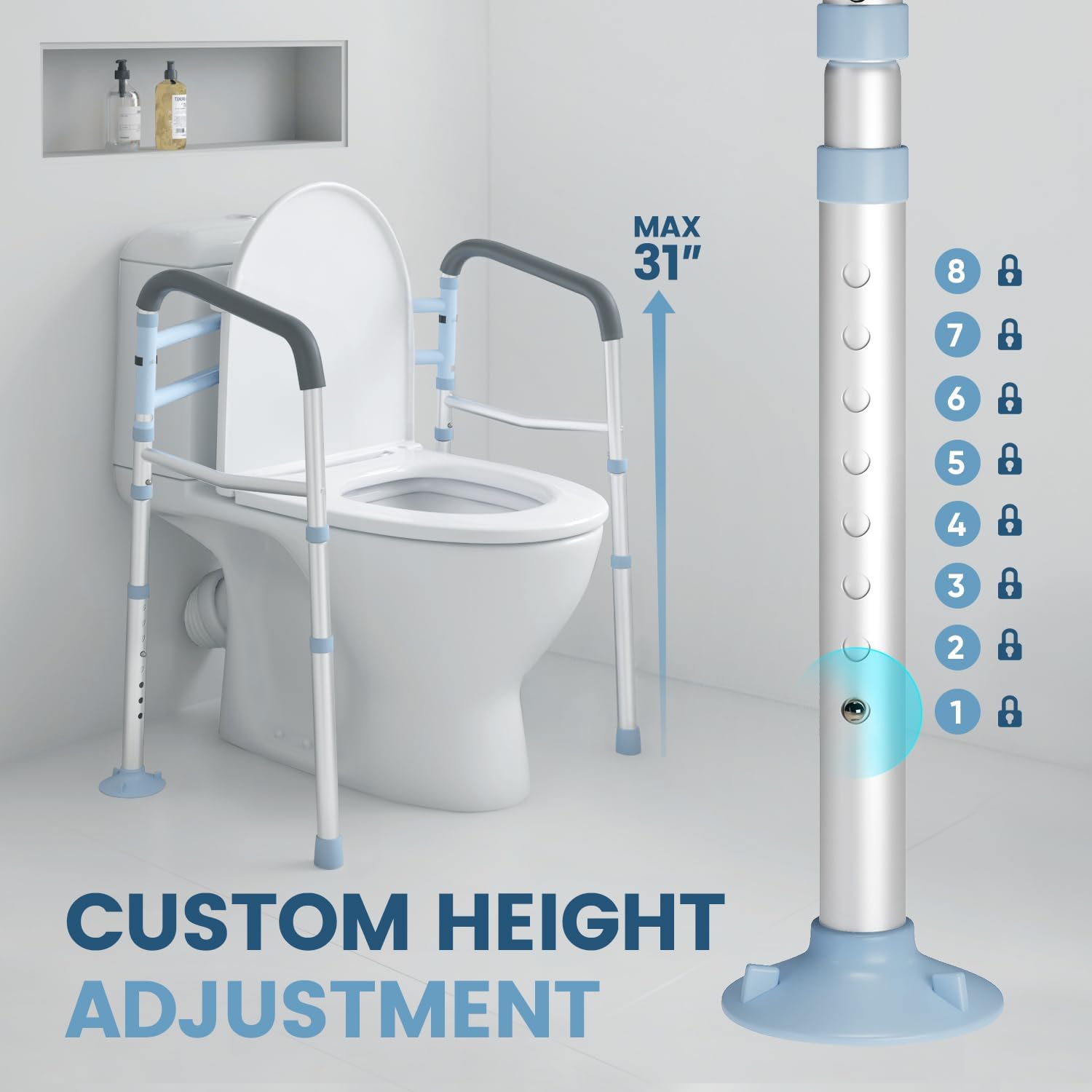 Toilet Safety Rail Stand Alone Heavy Duty Medical Support Frame OasisSpace