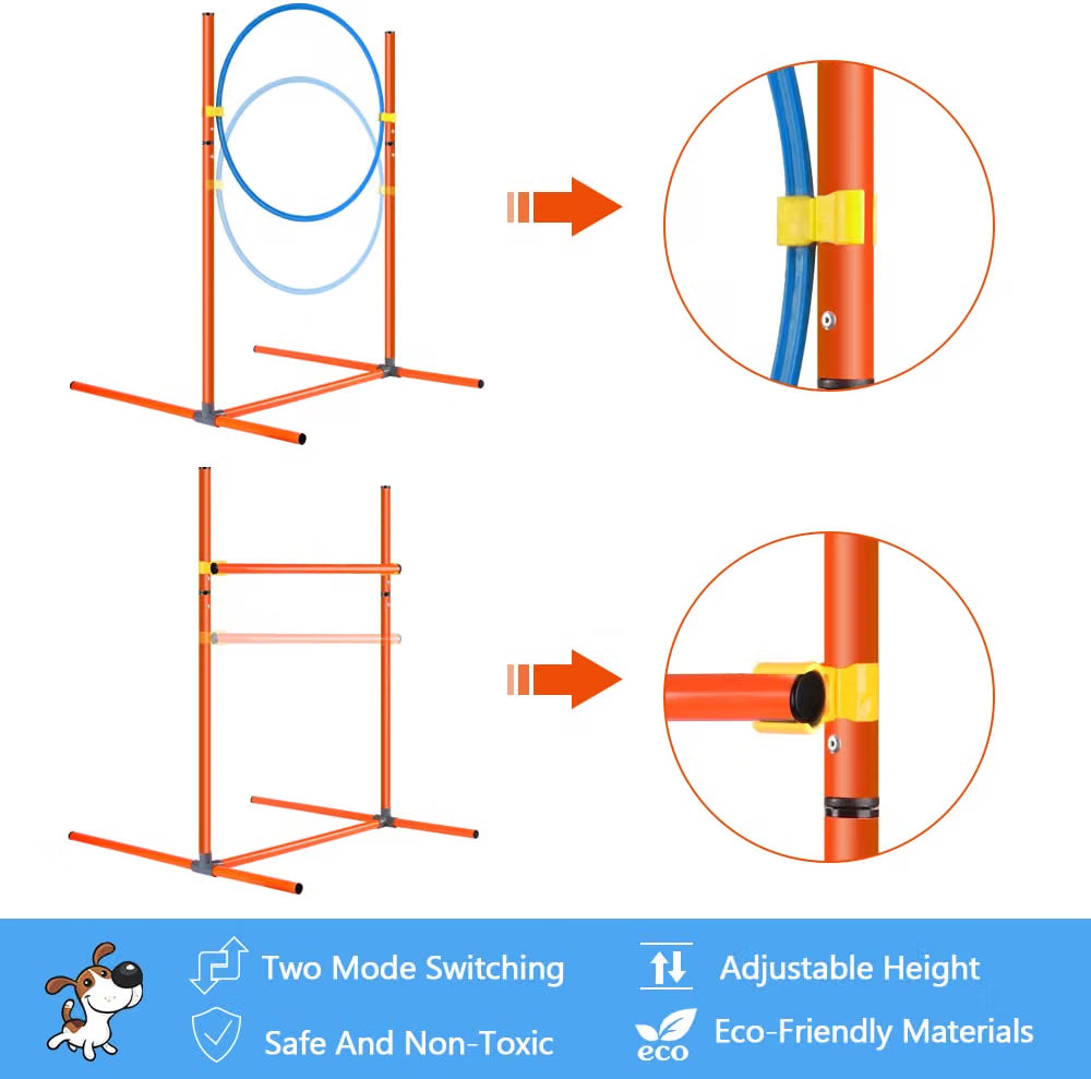 Dog Agility Training Set 6PCS Tunnel Slalom Poles Jump Rings Hurdles XXL X XBEN