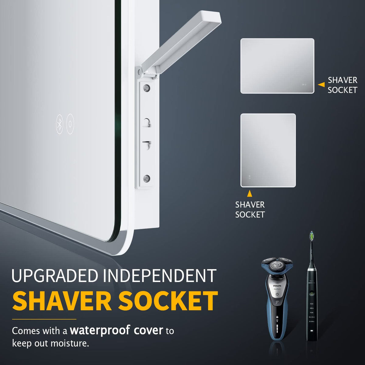 LED Bathroom Mirror 800x600mm Bluetooth Shaver Socket Illuminated ELEGANT Mirror