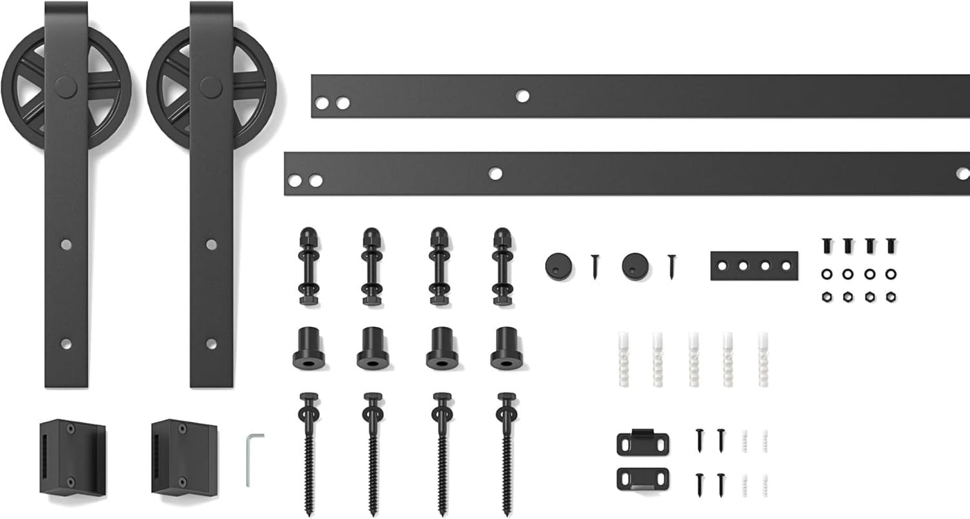 Sliding Barn Door Kit 5FT Heavy Duty Large Wheel Black Track SANKEYTEW