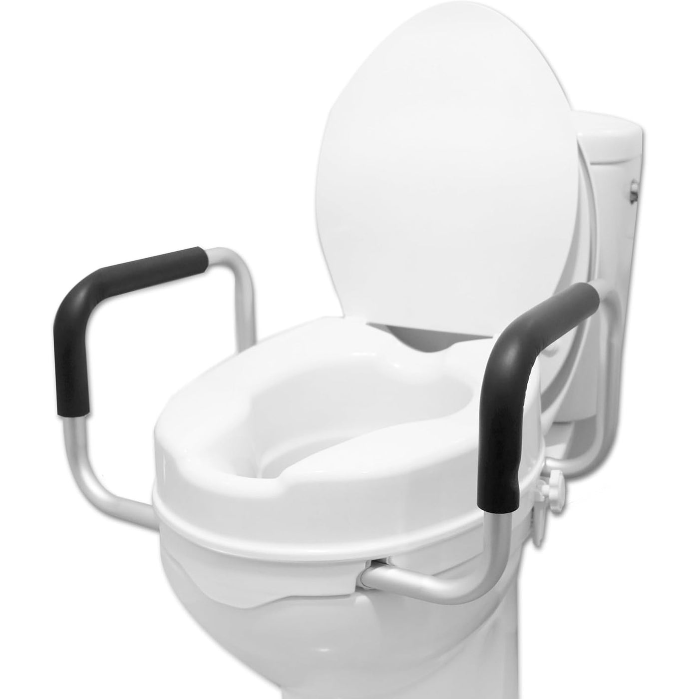 PEPE 4'' Raised Toilet Seat with Handles & Lid, Riser for Elderly & Disabled - Massive Discounts