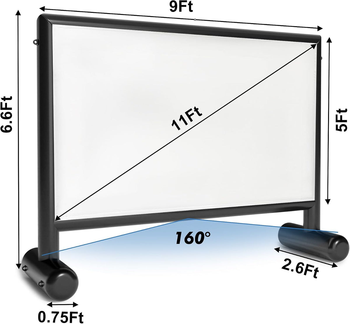 Inflatable Projector Screen 11FT PVC Airtight Outdoor Movie Screen with Air Blower