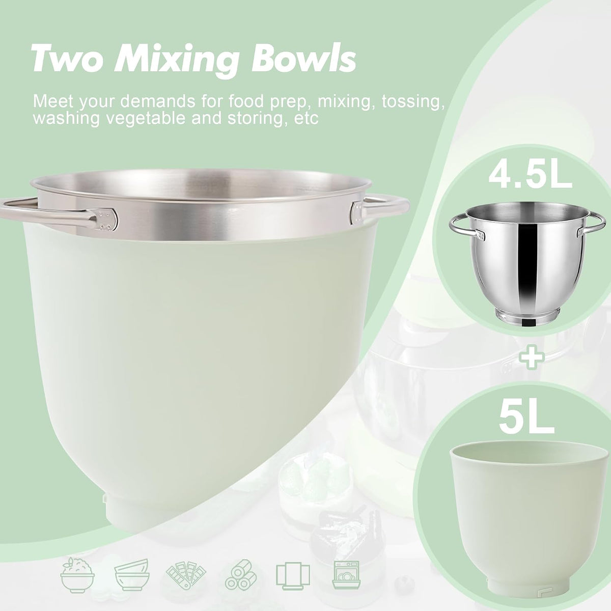 Stand Mixer 4.5L 5L Dual Bowl Electric Food Mixer Home Baking Kitchen in the box