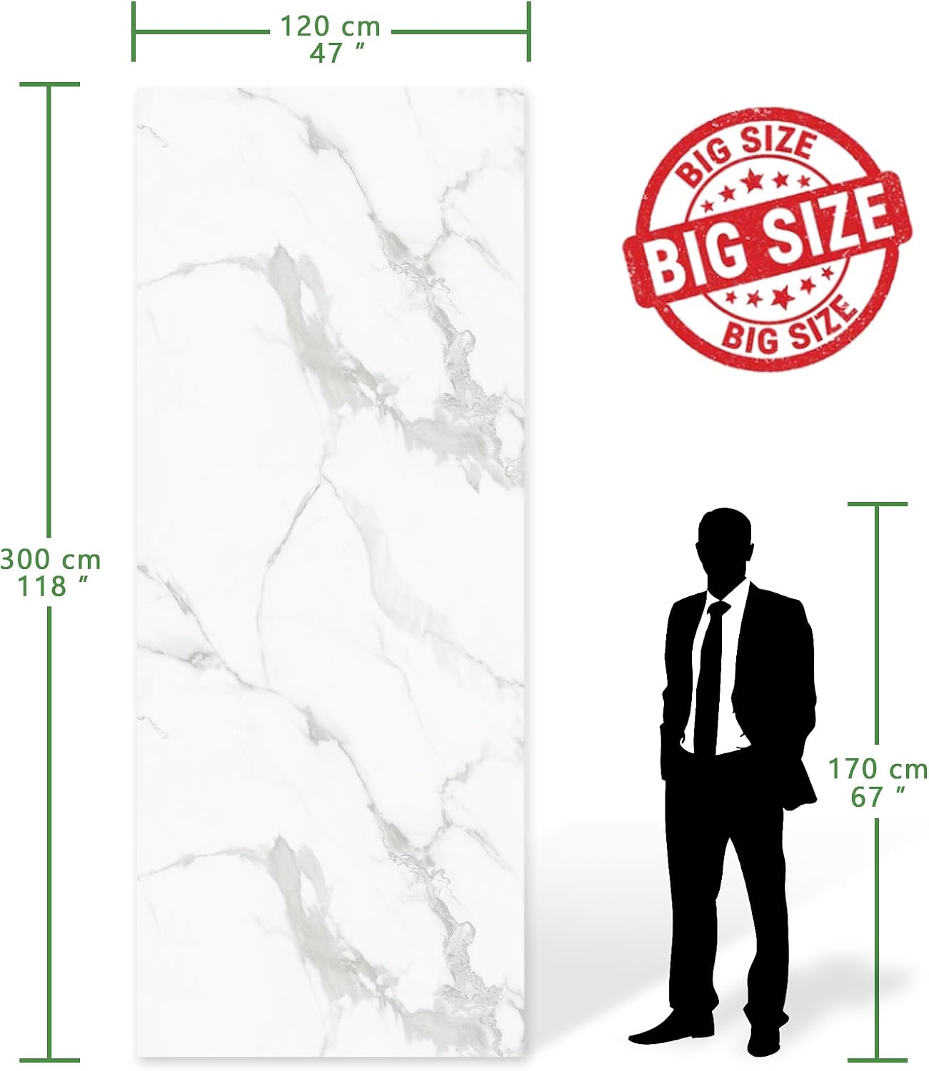 Marble Peel Stick Wall Panel 120x300cm Waterproof Carrara White Gloss sunwings