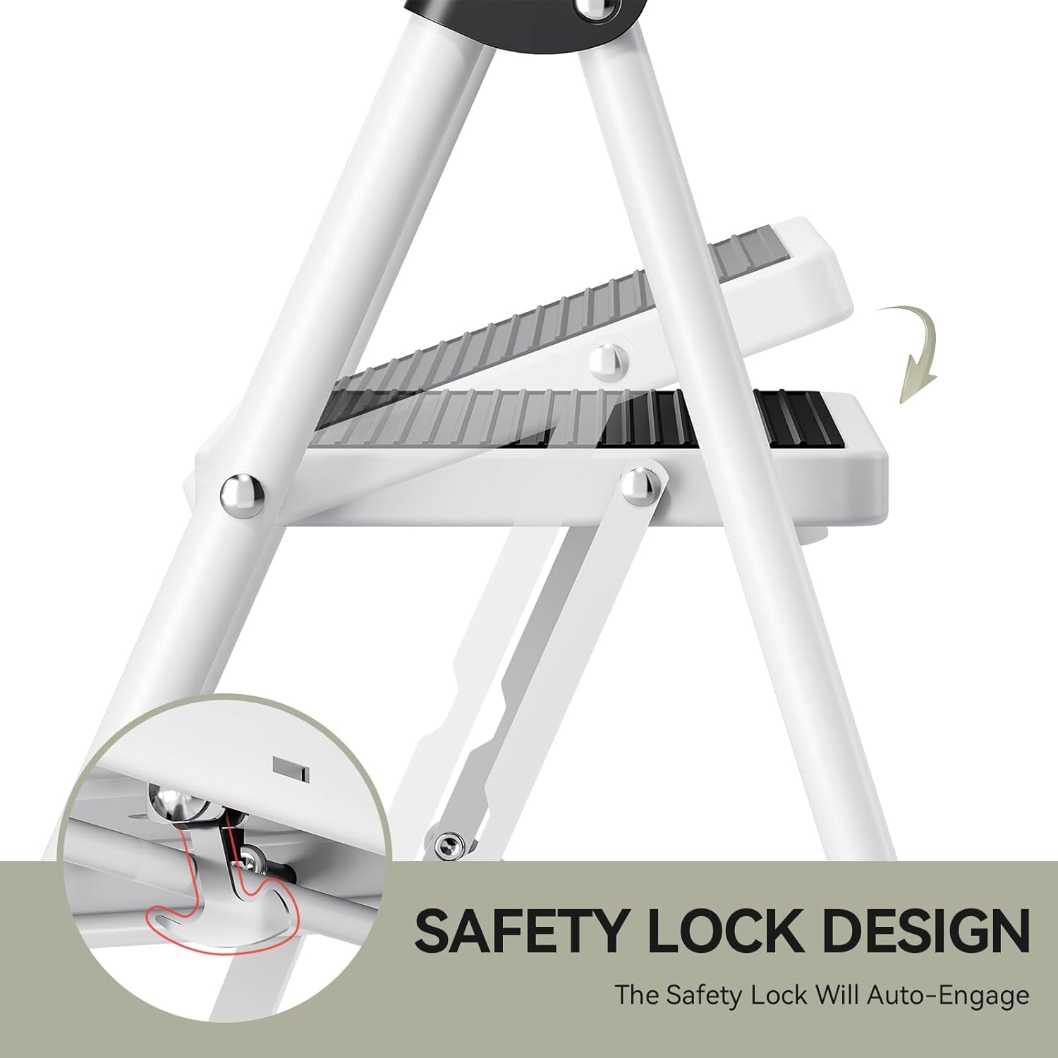 Step Ladder 4 Step Folding Ladder Wide Pedal Handrail Non Slip Red KINGRACK