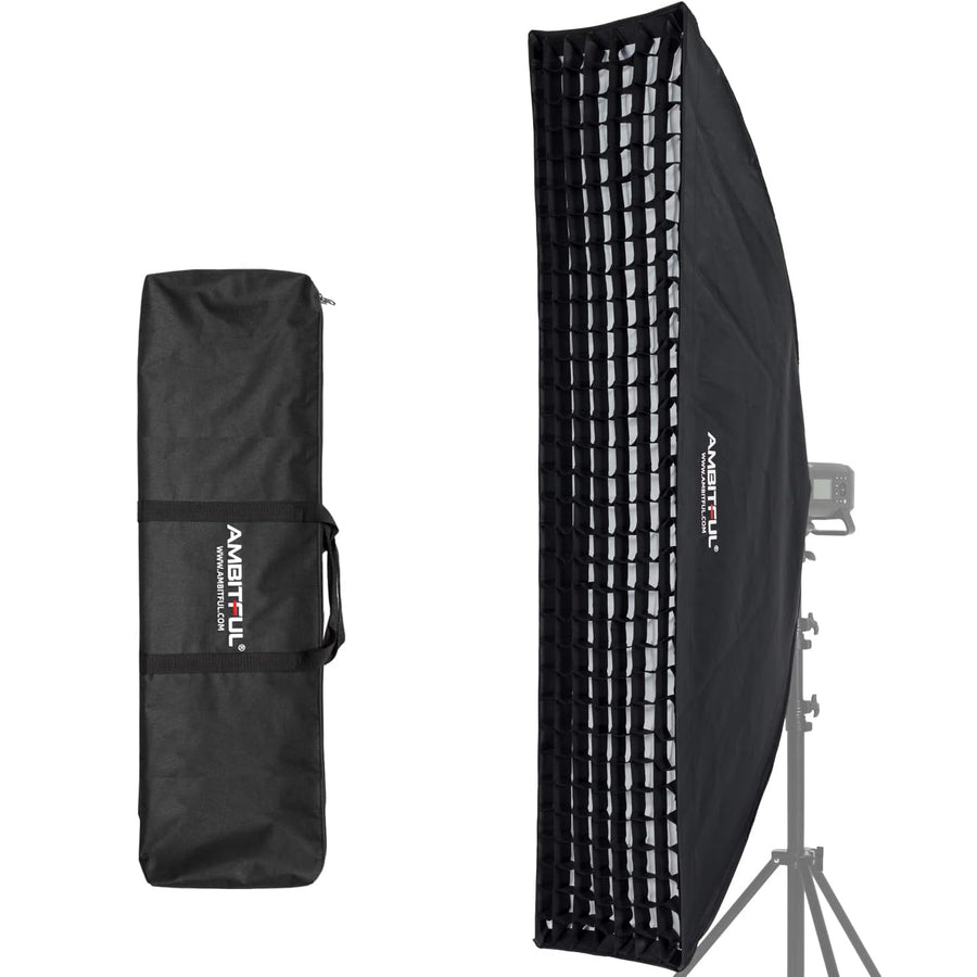 AMBITFUL 35x160cm Bowens Mount Strip Softbox with Honeycomb Grid & Carrying Bag - Massive Discounts