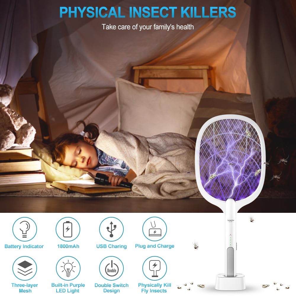 Electric Fly Zapper 4000V Rechargeable UV Light Insect Killer Trap DANGZW Indoor