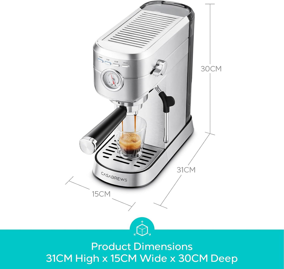 Espresso Coffee Machine Barista Milk Frother Cappuccino Maker CASABREWS CM5418