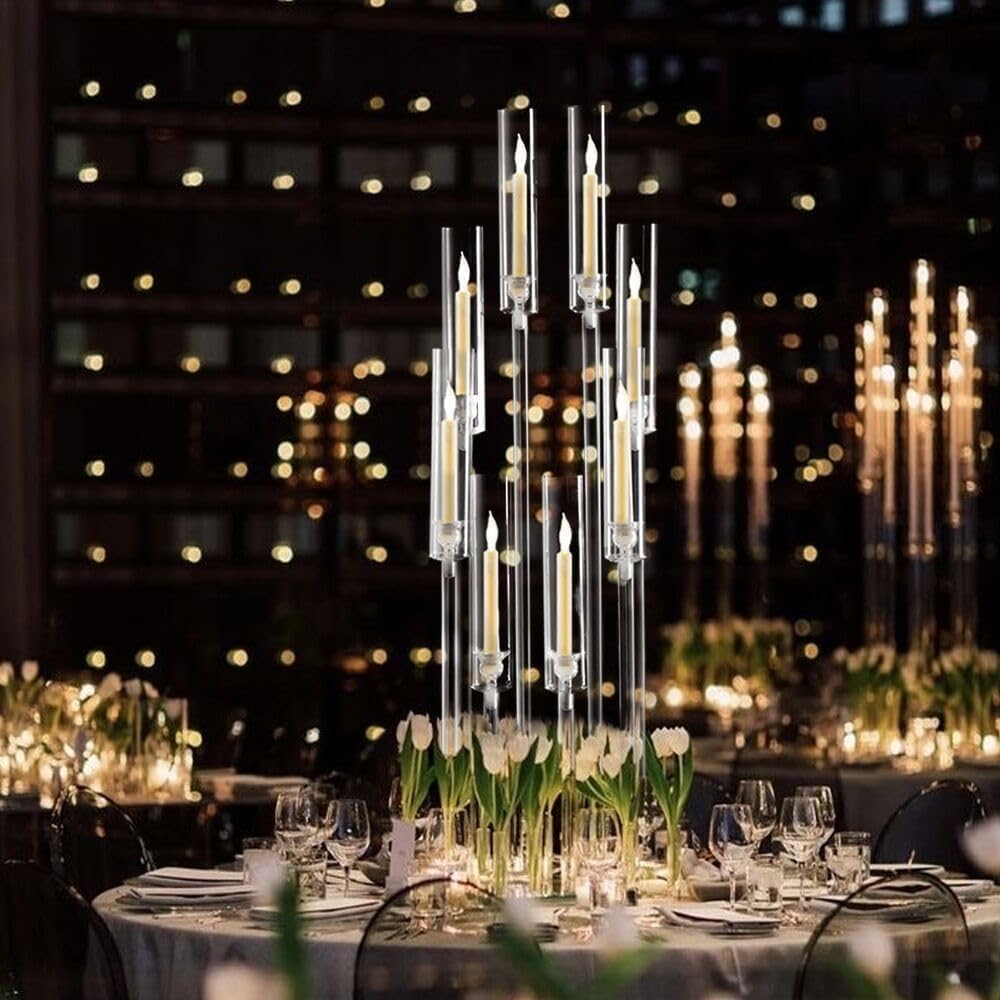 Acrylic Candelabra Centrepiece 8 Arms 38.5 Inch Wedding Candle Holder