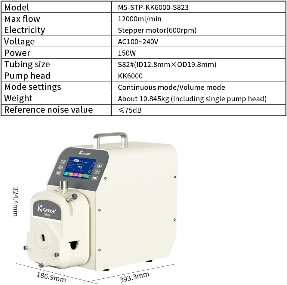 Peristaltic Pump 12L/min WiFi Variable Speed Touch Screen M5 Stepper Motor Dosing
