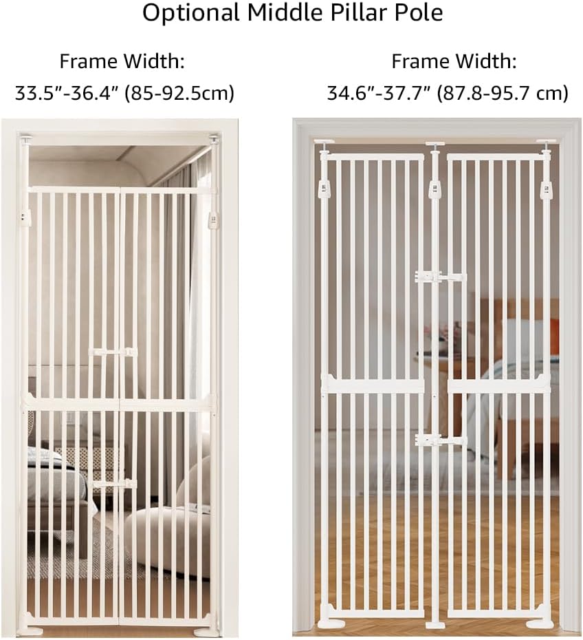 Extra Tall Pet Gate 190-250cm H 85-96cm W Adjustable Pressure Mounted White