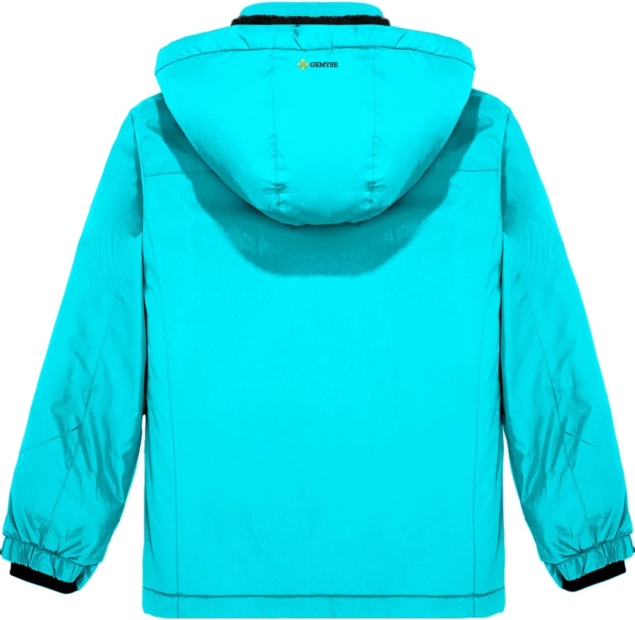Turquoise jacket with a hood on a white background