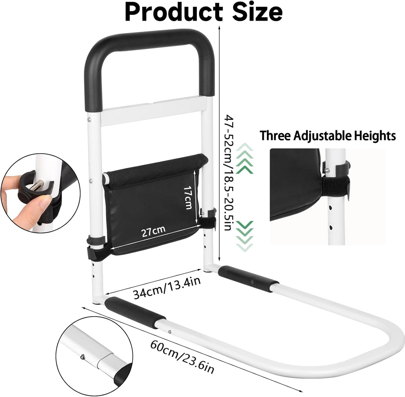 Aolawco Bed Assist Rail w/ Smart Light & Bag, Safety Elderly/Disabled Grab Bar