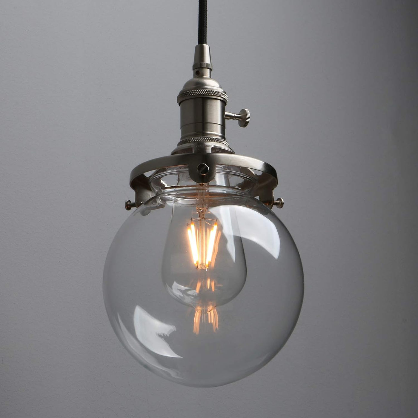 Phansthy Vintage Industrial Pendant 3-Light Chandelier, Globe Glass Shade E27