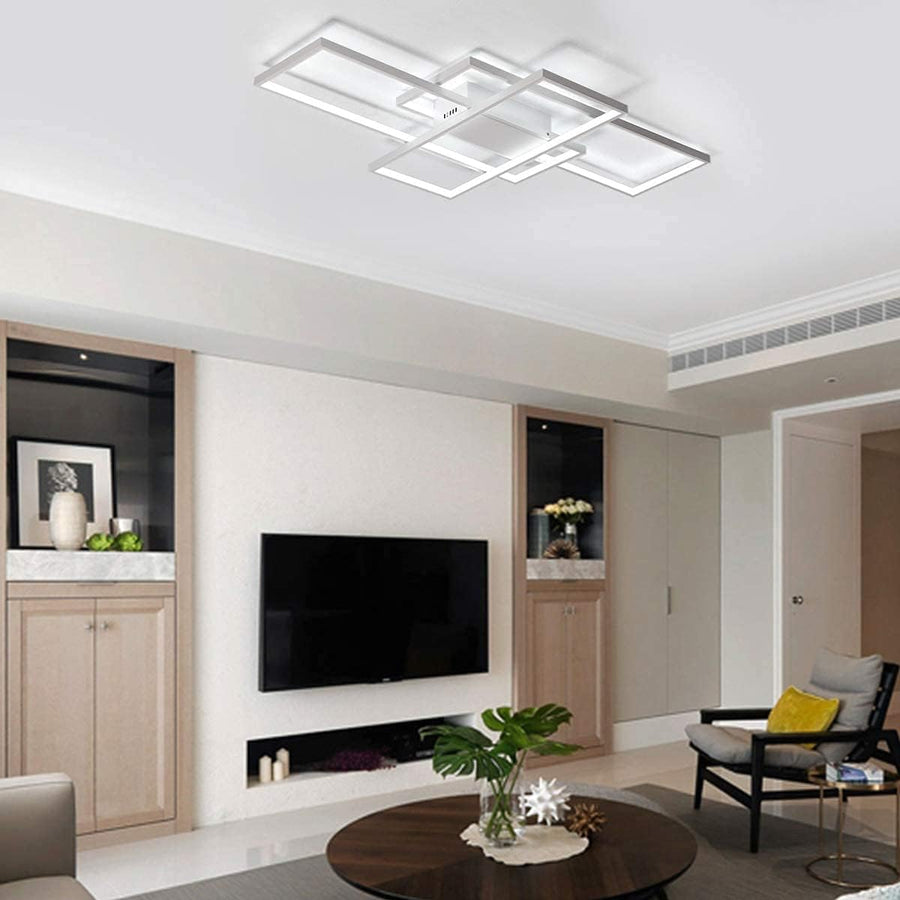 LED Ceiling Light 75W Square Flush Mount Cool White Geometric 3 Frame Modern