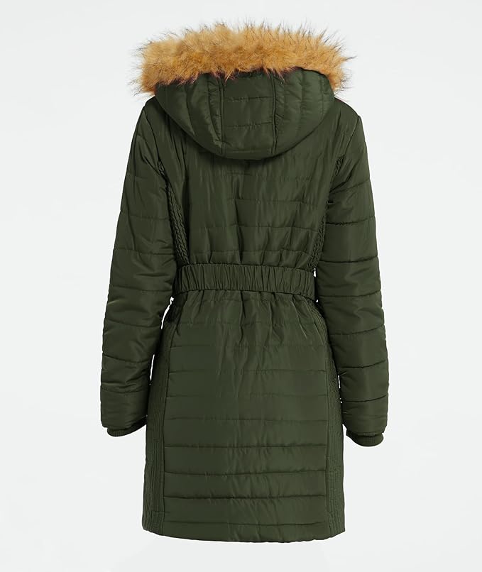 Wantdo Women's Long Winter Puffer Coat Waterproof Jackets Army Green