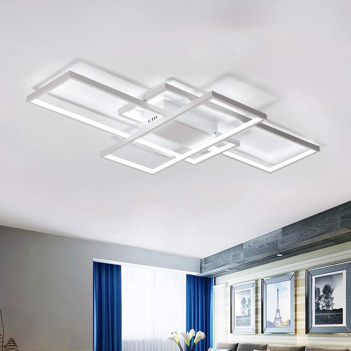 LED Ceiling Light 75W Square Flush Mount Cool White Geometric 3 Frame Modern