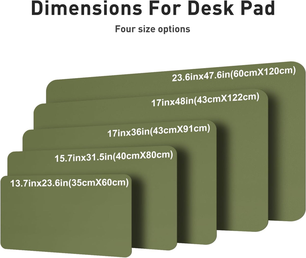 Desk Mat 120x60cm PU Leather Large Mouse Pad Olive Green Office Aothia