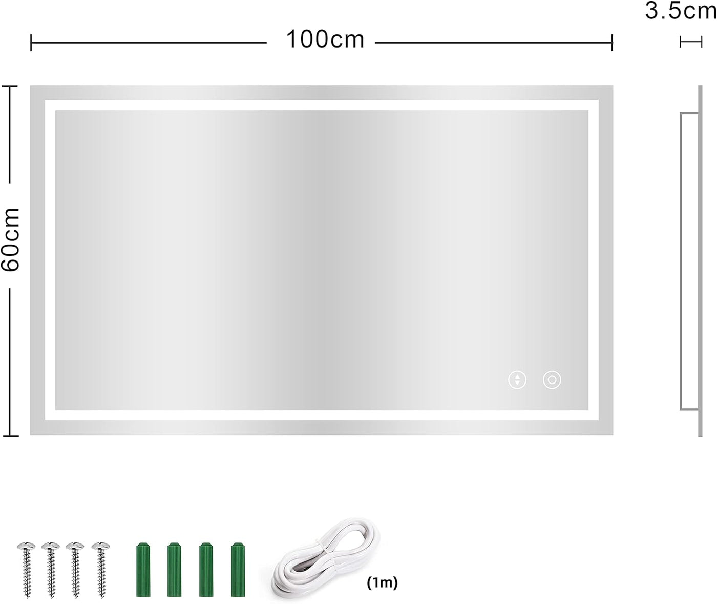 LED Bathroom Mirror Backlit Dimmable 3 Color 1000x600mm Demister Dripex