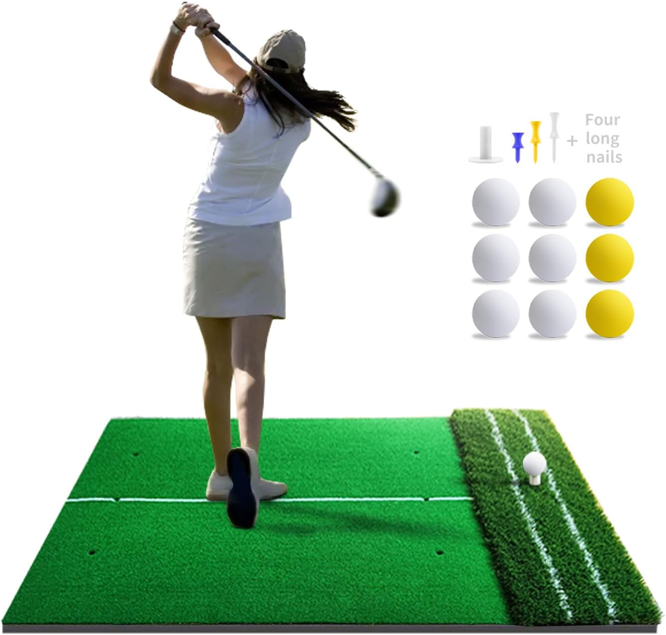 LaiEr Golf Training Hitting Mat, 3.7x5ft Thickening, Practice Indoor & Outdoor