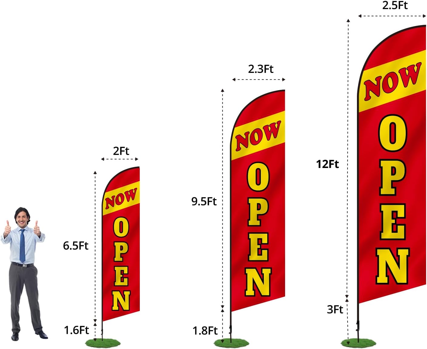 Feather Flagpole Set 2.3 x 9.5ft Banner Pole with Carry Bag Stand Not Included