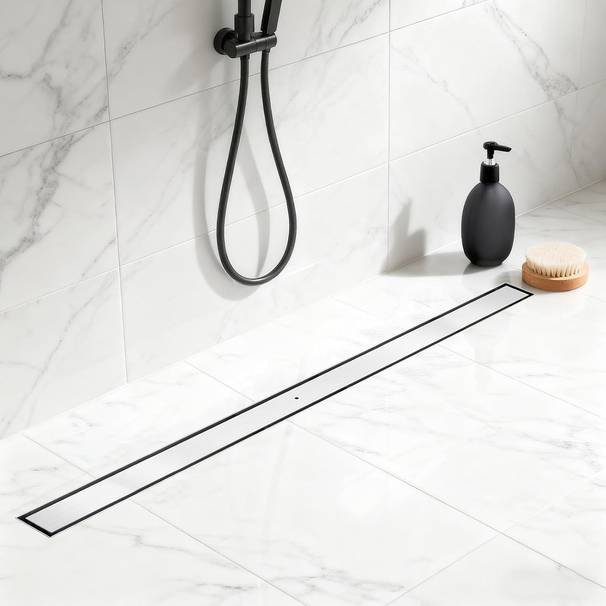 Linear Shower Drain 100cm 304 Stainless Steel Tile Insert 360 Siphon DN40 DN50