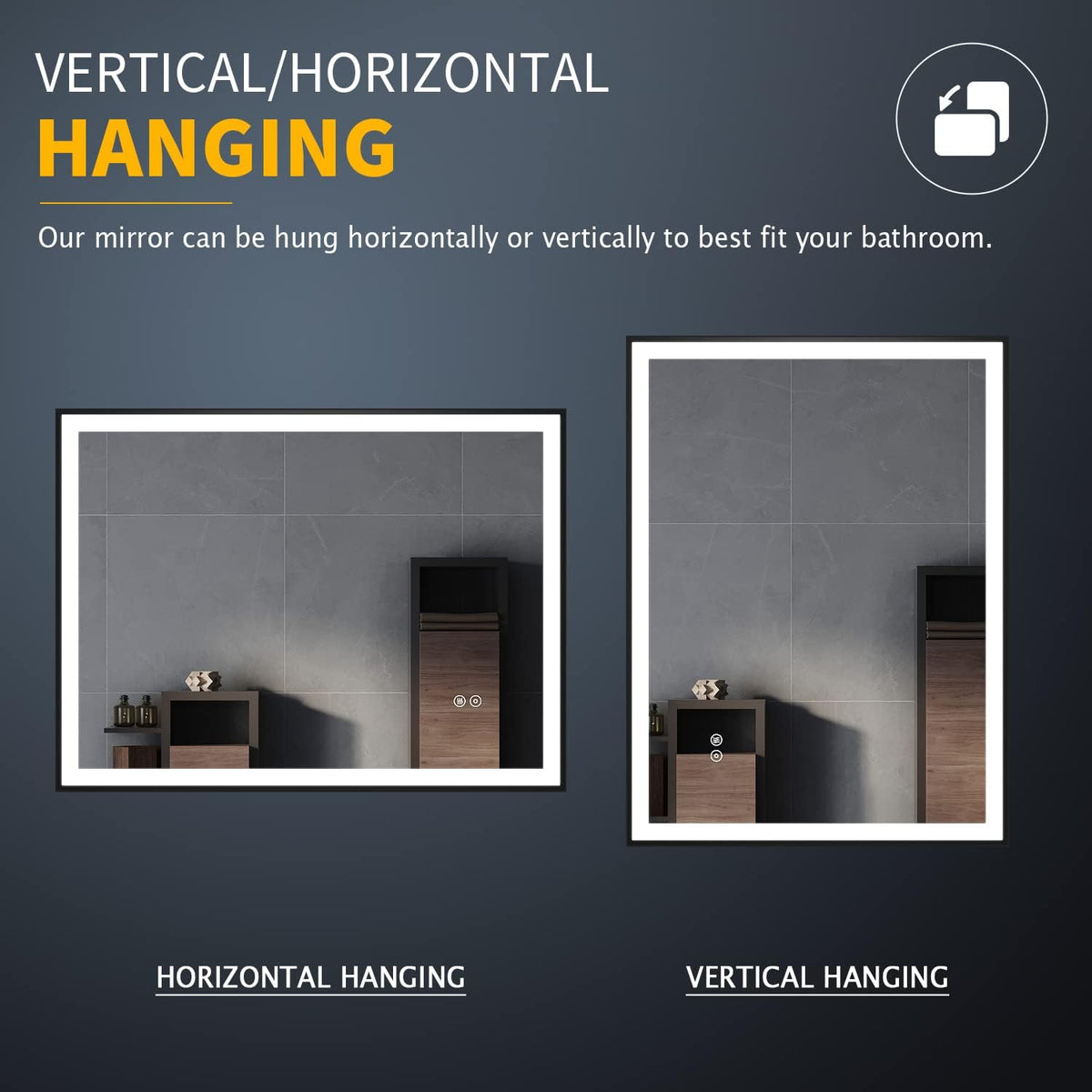 LED Bathroom Mirror 800x600mm Black Aluminium Frame Illuminated Vanity ELEGANT