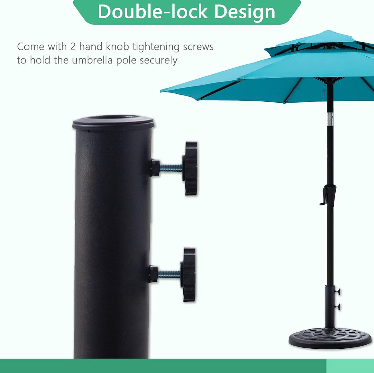 Parasol Base 19kg Heavy Duty Round Resin Umbrella Stand Black Helios&Hestia