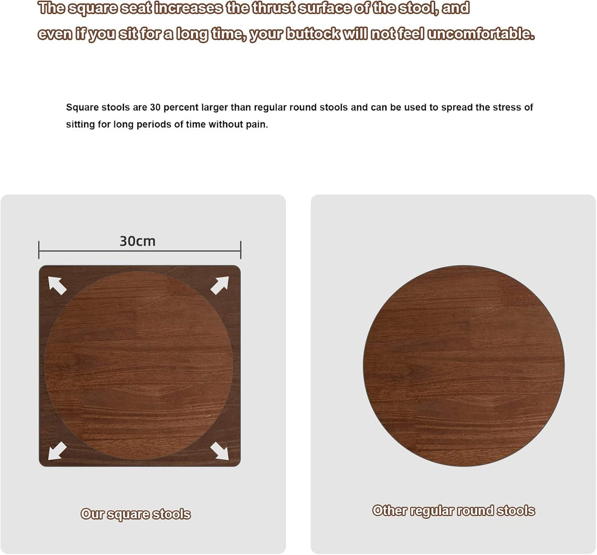 Wooden Stool Square Solid Wood Dressing Table Makeup Seat Brown Aibiju YDEU-1500