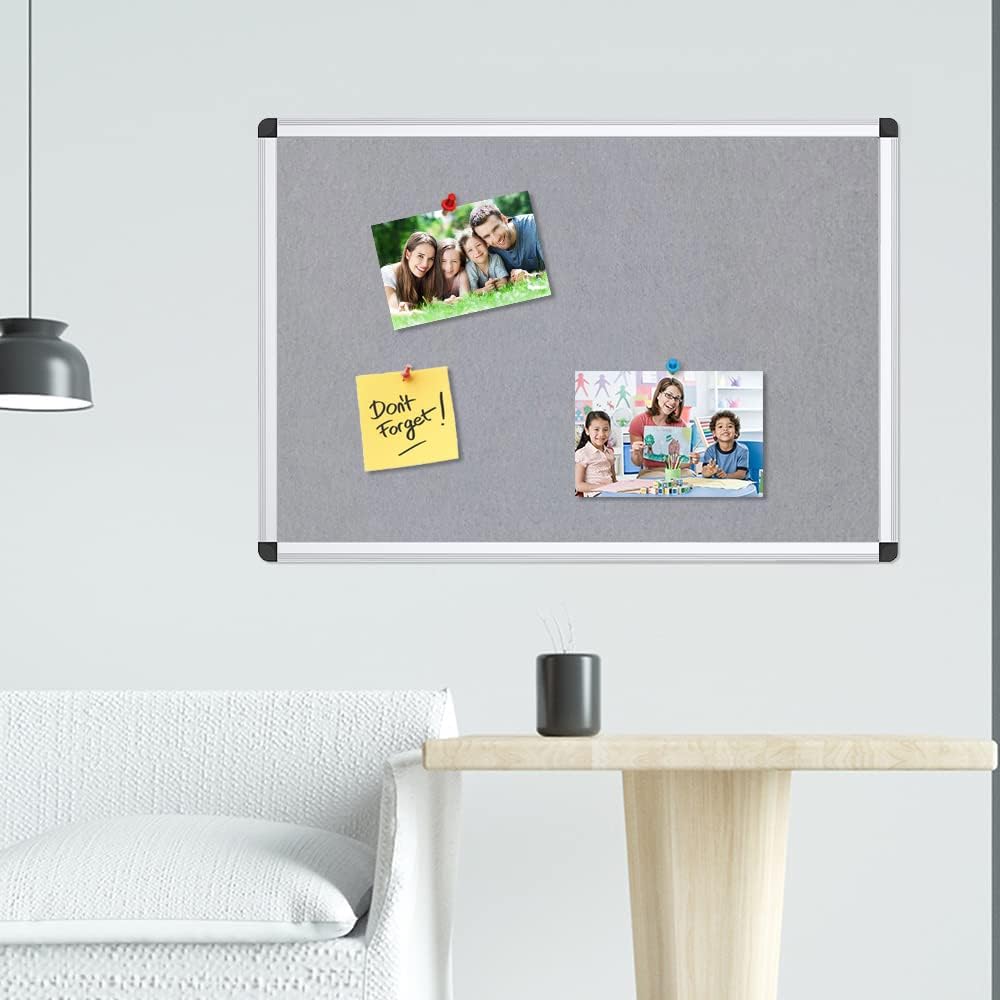 Notice Board Felt Grey, Silver Aluminium Frame, 90 X 60 cm VIZ-PRO