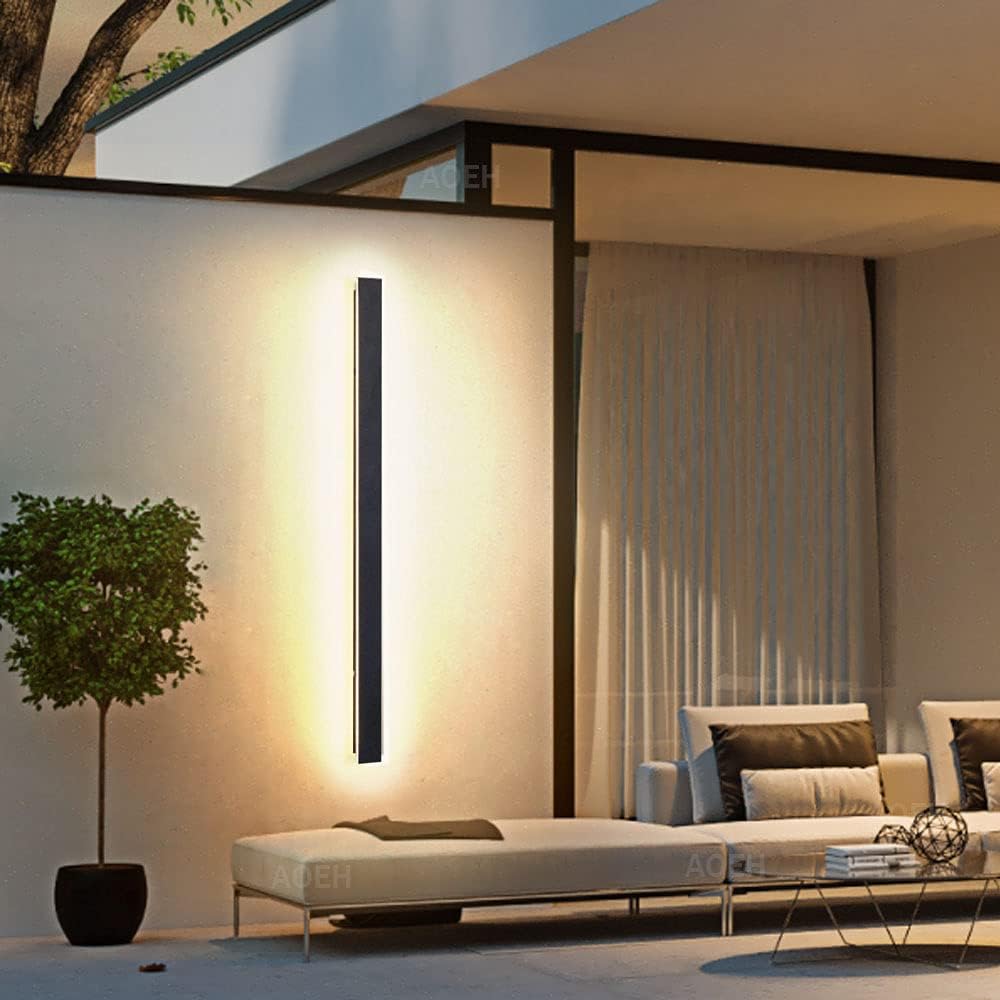 Outdoor Wall Light 60cm LED 20W IP65 Waterproof Black 3000K Garden Wall Sconce