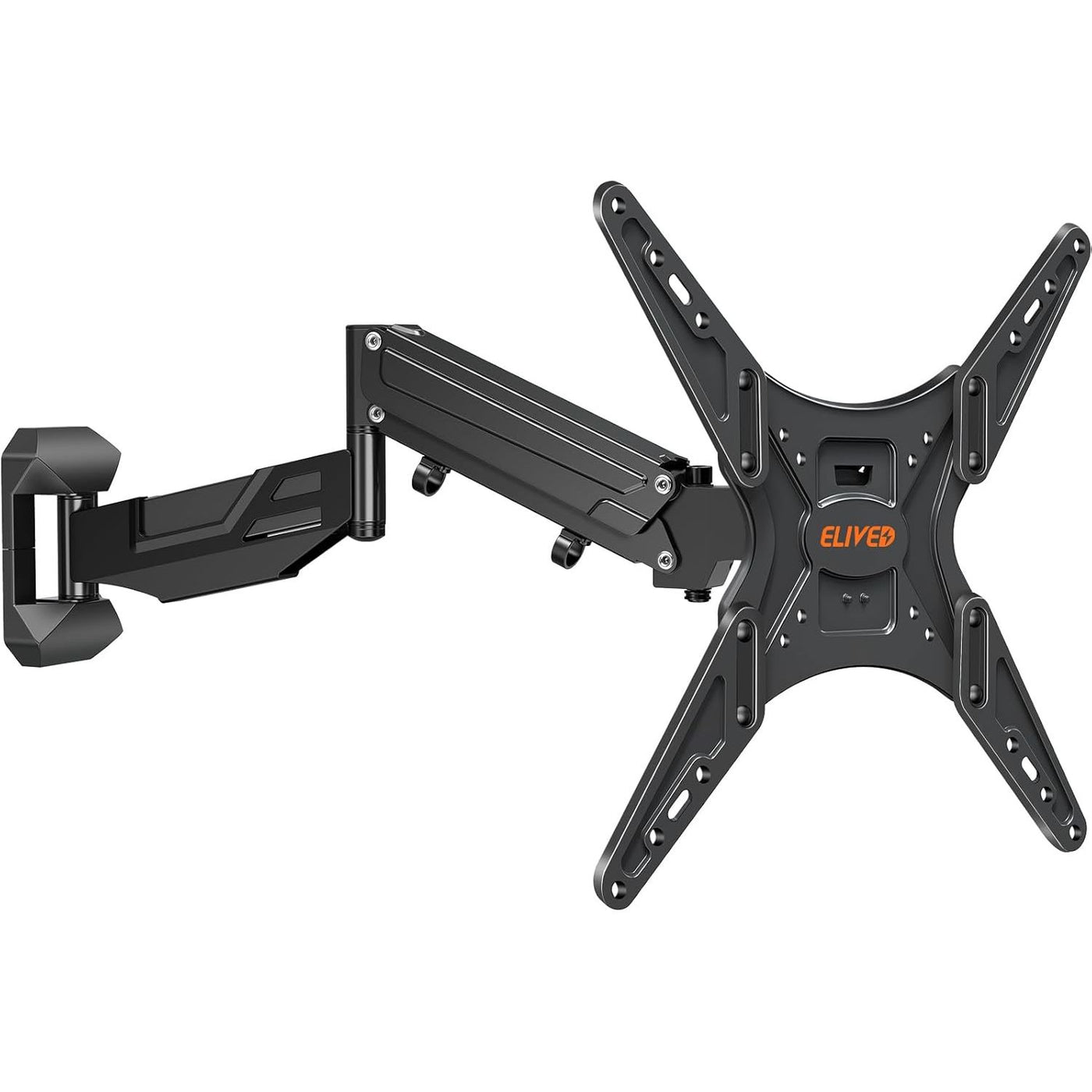 Black TV wall mount with 'Eliyed' branding on a white background