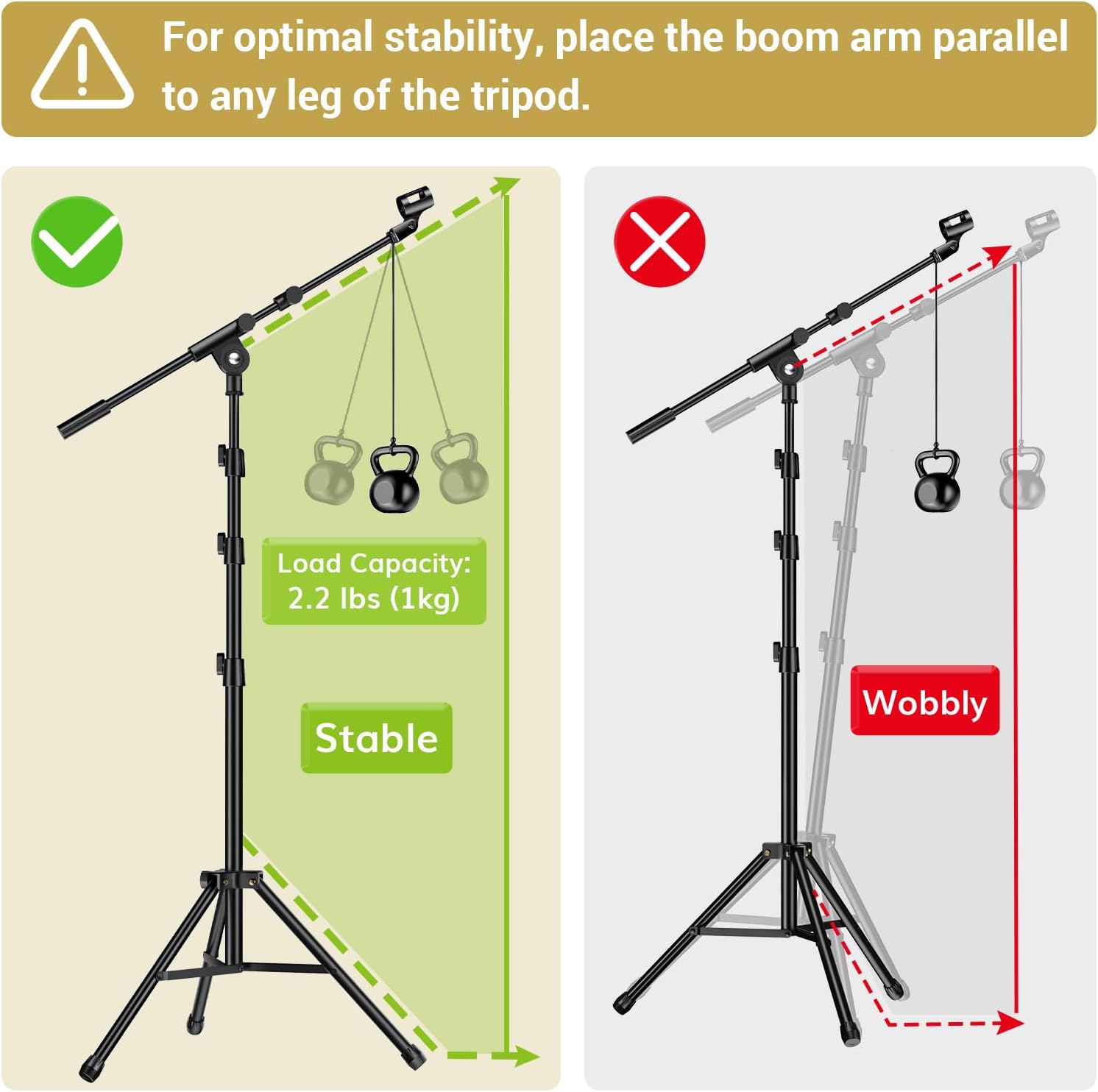 Microphone Stand Tripod Boom Arm Tablet Phone Holder Adjustable TONOR Floor