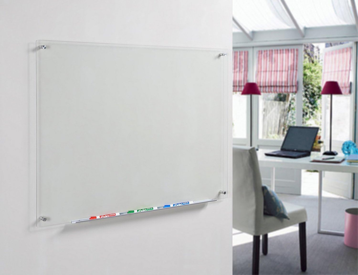 Clear Glass Dry Erase Board 60x90cm Frameless Non Magnetic Audio-Visual Direct