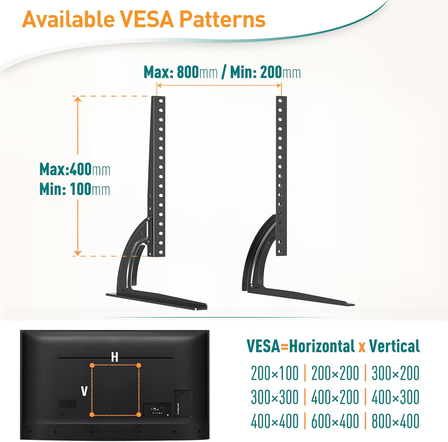 Universal TV Stand Base 27-55 Inch Height Adjustable VESA ELIVED