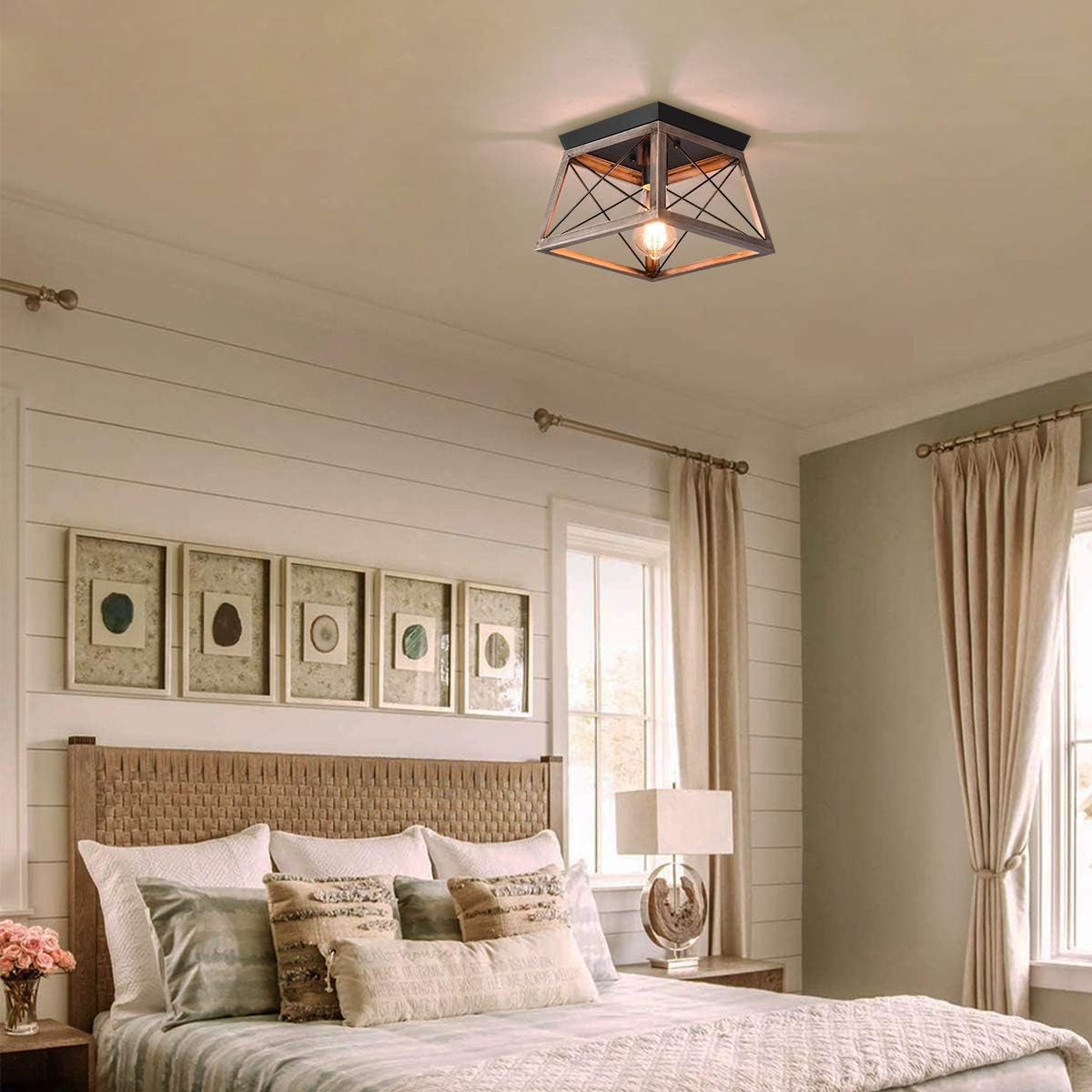 Industrial Flush Mount Ceiling Light Bronze Farmhouse 1 Light Fixture Ganeed