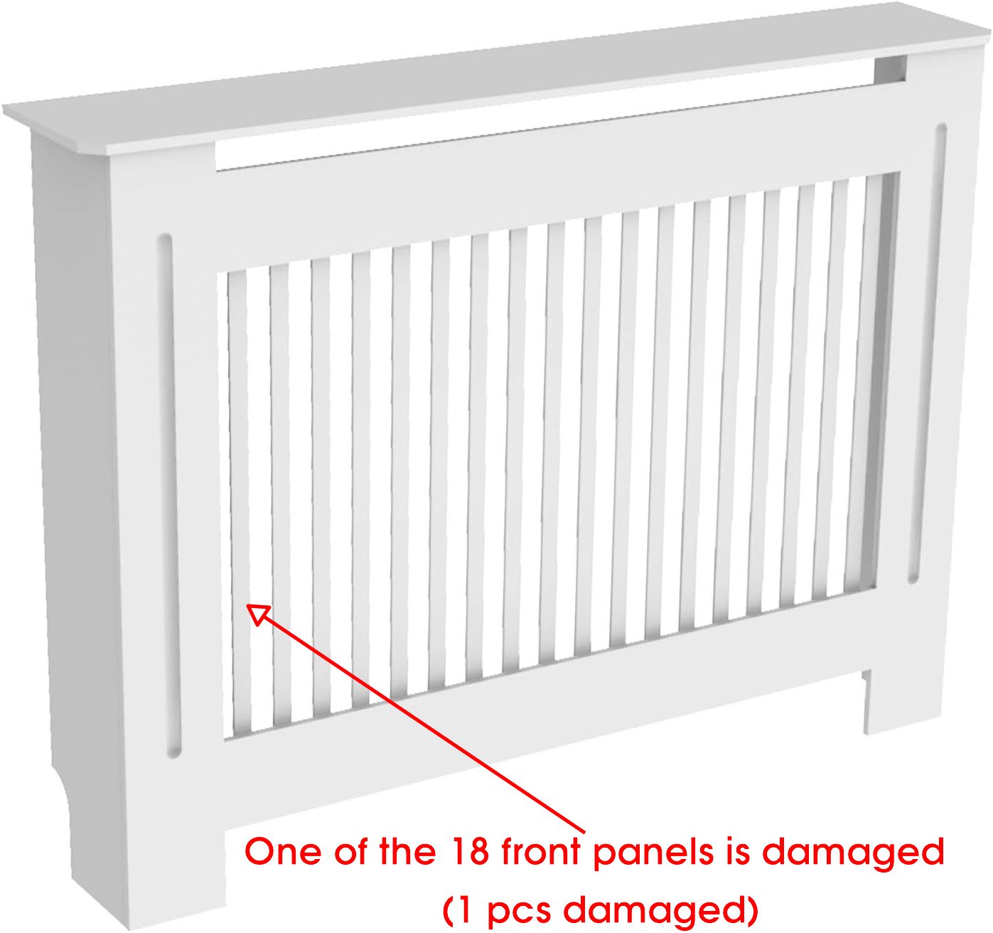 High Radiator Cover Wood Cabinet 100cm Tall White Vertical Slats Modern MDF